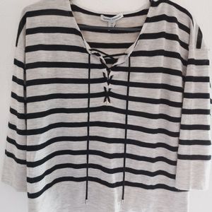 Autumn cashmere XS striped lace up sweater
